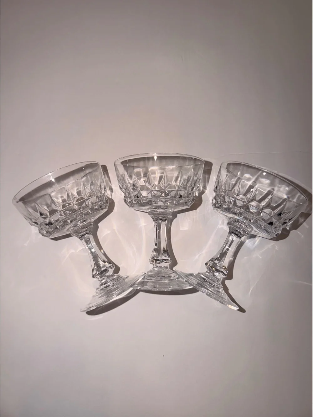 Cristal d'Arques Crystal Coupe Glasses Set 3 France Cut Cocktail